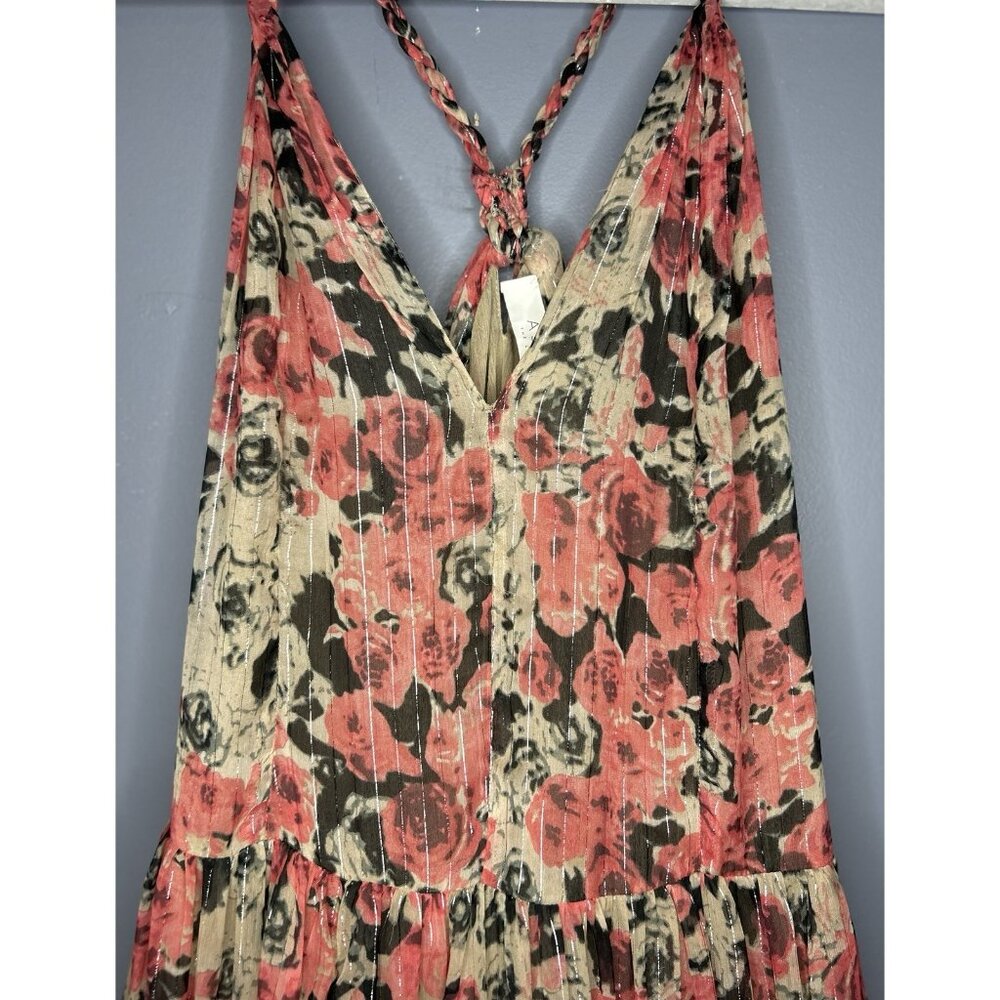 ASTR the Label Eartha Floral Tiered Maxi Dress M Multicolor Taupe Pink Beautiful - Picture 9 of 16